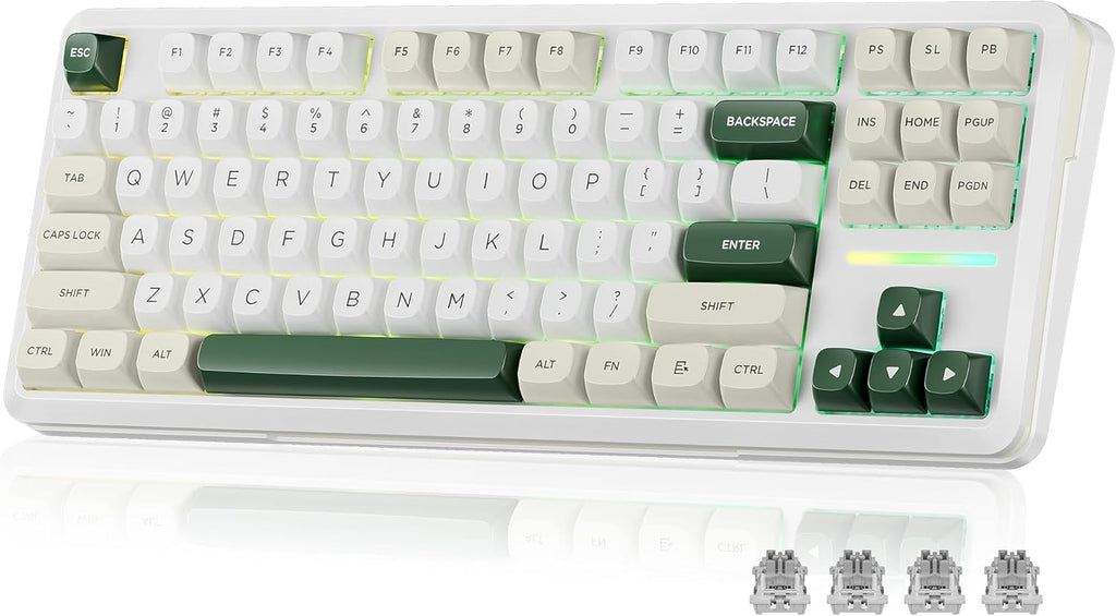 K734W Wireless Mechanical Keyboard, Tri Mode BT5.0/2.4G/USB-C 75% 81 Keys TKL Custom Hot Swappable Gaming Keyboard, Pre-Lubed Linear Switches,Rgb Gasket Computer Creamy Keyboard, for PC/MAC